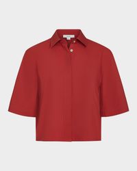 Short-Sleeve Cropped Cotton Shirt