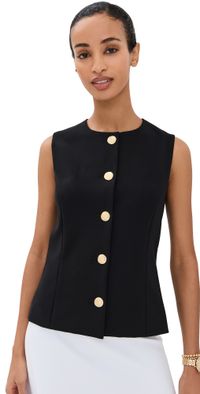 Rosetta Getty Sleeveless Button Front Top Black 2