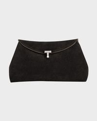 T-Lock Clutch Bag in Smooth Suede