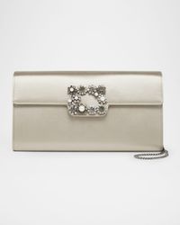 Flower Buckle Satin Envelope Flap Bag