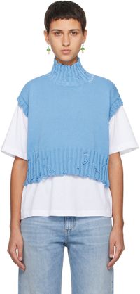 Marni Col roulé bleu à effet usé