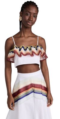 Rosie Assoulin Organza Ruffle Bandeau Top White 8