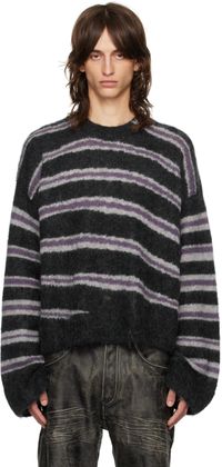 Acne Studios Pull gris et mauve à rayures