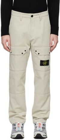 Stone Island Pantalon cargo beige à écusson à logo