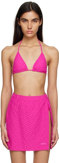 Versace Underwear Pink 'La Greca' Bikini Top