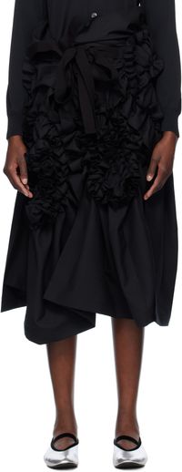 Tao Comme Des Garçons Black Yarn Dyed Wool Polyester Tropical Midi Skirt