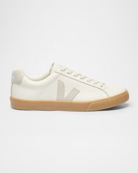 Esplar Bicolor Leather and Suede Low-Top Sneakers