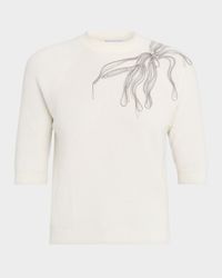 Cashmere Sweater with Monili Embroidery