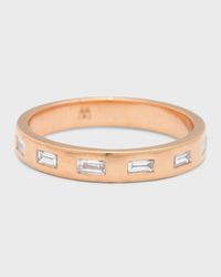 Ottoline Rose Gold Band Ring with Gypsy-Set Baguettes