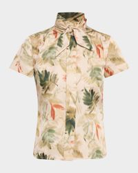 Febe Botanical Self-Tie Blouse