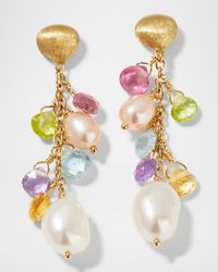 Paradise 18K Yellow Gold Mixed Drop Earrings with Pearls