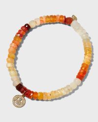 6mm Fire Opal Bracelet with Diamond Smiley Charm