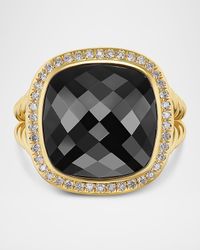 Albion Ring with Gemstones and Diamonds in 18K Gold, 15mm