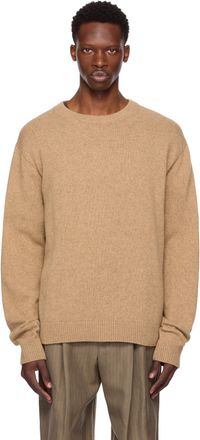 The Elder Statesman Tan Simple Crew Sweater
