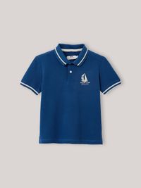 Cyrillus - Polo en maille piquée en coton biologique - Taille 14A - Bleu