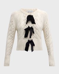 Christina Cable-Knit Bow Sweater