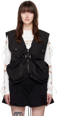 lesugiatelier Veste noire à cordon coulissant