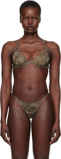 Diesel Khaki Savage X Fenty Edition Camo-Lace-Plunge Bra