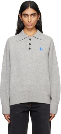 ADER error Gray TRS Tag Knit 02 Polo