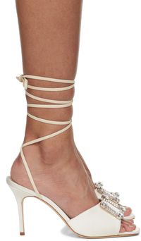 Manolo Blahnik Sandales à talon aiguille Lanole Pop Fabio blanc cassé en satin