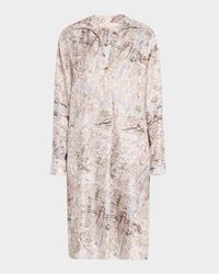 Elora Map-Print Shift Shirtdress