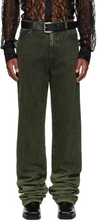 LU'U DAN Green Stacked Straight Leg Jeans