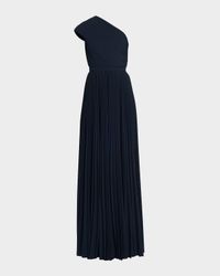 Pleated One-Shoulder Gown