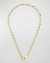 Yellow Gold Menottes R12 Large Chain Necklace with 1 Side Diamonds