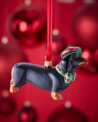 Dachshund in Newsboy Hat & Bow Tie Christmas Ornament