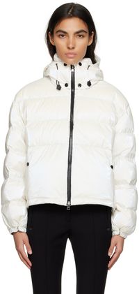Moncler Blouson écourté Moselotte blanc rembourré en duvet