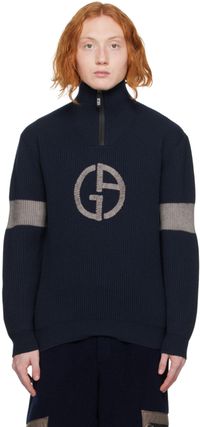 Giorgio Armani Navy Zip Sweater