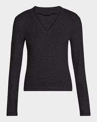 Cotton Ribbed Knit Top with Monili Detail
