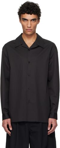 AMOMENTO Chemise noire à col classique ouvert