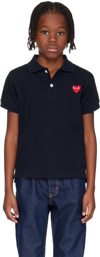 COMME des GARÇONS PLAY Kids Navy Heart Patch Polo