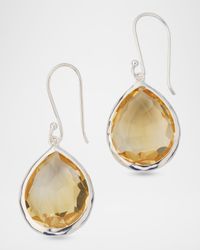 Rock Candy Honey Citrine Teardrop Earrings in Sterling Silver