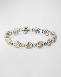 Sterling Silver and Sky Blue Topaz Bracelet with 18K Yellow Gold