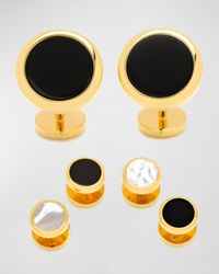 Double-Sided Onyx Mother-of-Pearl Cuff Links Stud Set