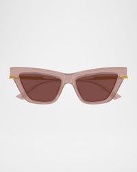 Logo Mixed-Media Cat-Eye Sunglasses