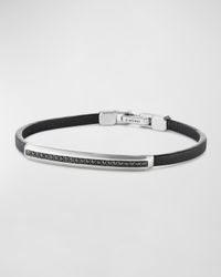 Men's Streamline ID Leather Bracelet with Silver, 6mm