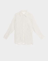 Striped Silk Button-Down Shirt