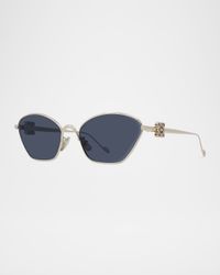 Men's LW40115UM Metal Cat-Eye Sunglasses