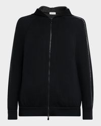 Monili-Trim Cotton-Silk Zip Hoodie
