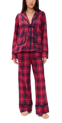 Hill House Home The Steffy Flannel Pajama Set Cherry Tartan XXS