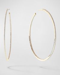 Flawless Thin 14K Gold Hoop Earrings with Diamonds, 55mm
