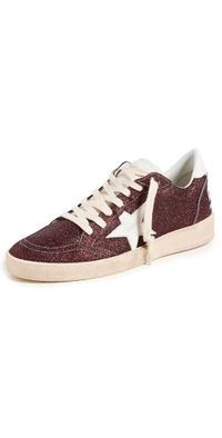Golden Goose Ball Star Glitter Sneakers Bordeaux/Cream/White 37