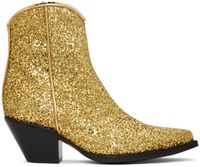 R13 Gold Skinny Ankle Cowboy Boots