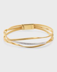 Marrakech 18K Yellow Gold 3-Strand Coil Bangle with Diamonds