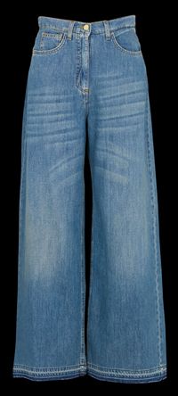 Momoni - Jean large délavé en coton - Taille 44 - Jean brut