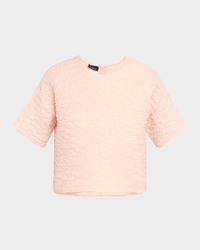 3D Bubble Organza Short-Sleeve Top