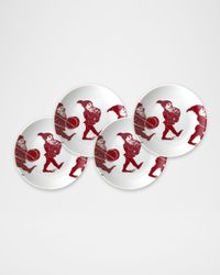 Elves Red Canapes Plates, Set of 4